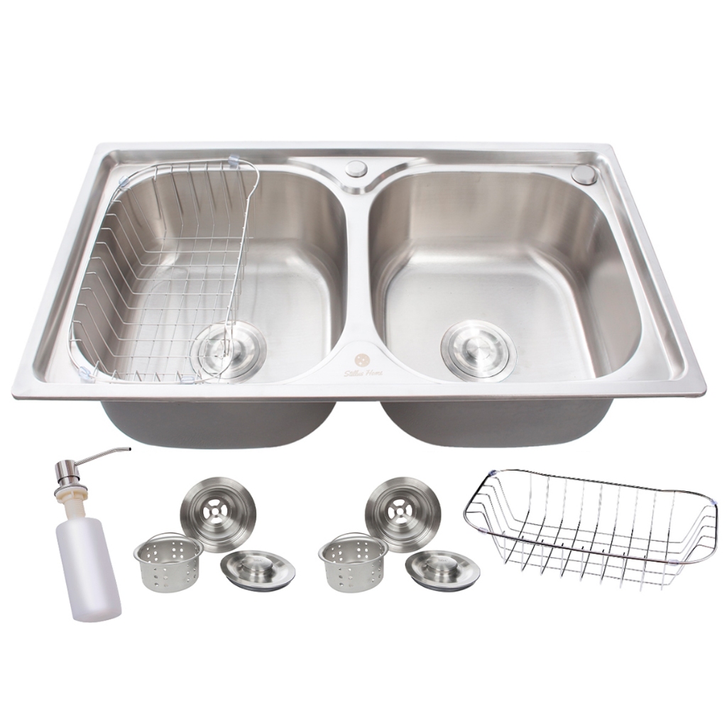 Cuba Dupla Gourmet Cozinha Aço Inox 201 78x43 cm Com Acessórios em Oferta na Shopee