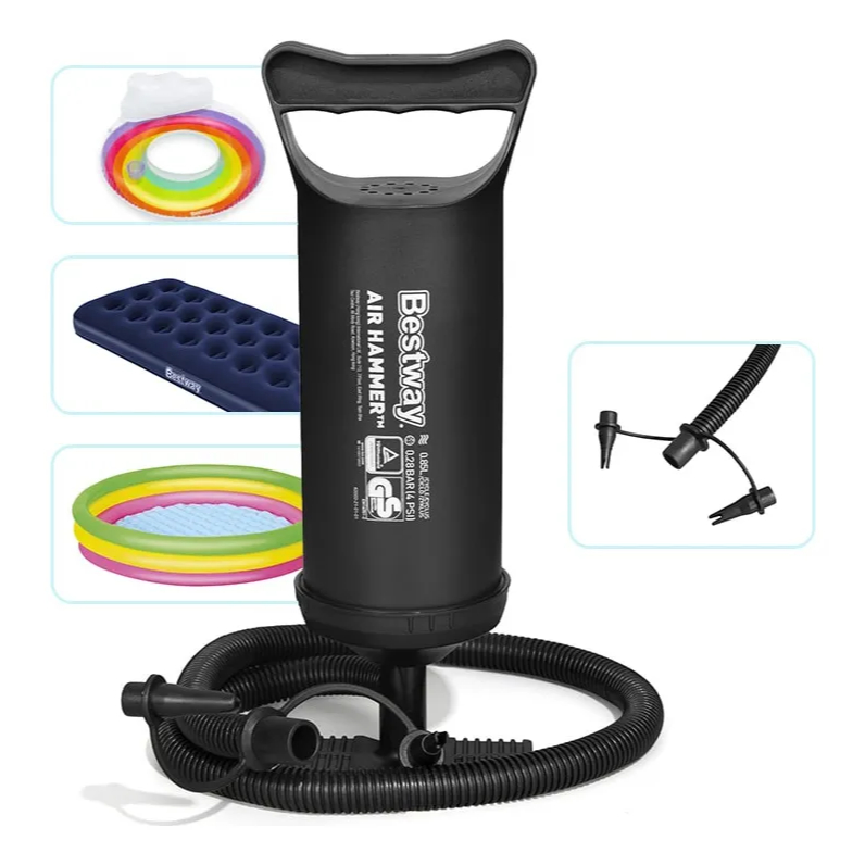 Bomba De Ar 3 Bicos Manual 30cm Para Infláveis Colchão Bicicleta Camping Bestway Preto Inflador