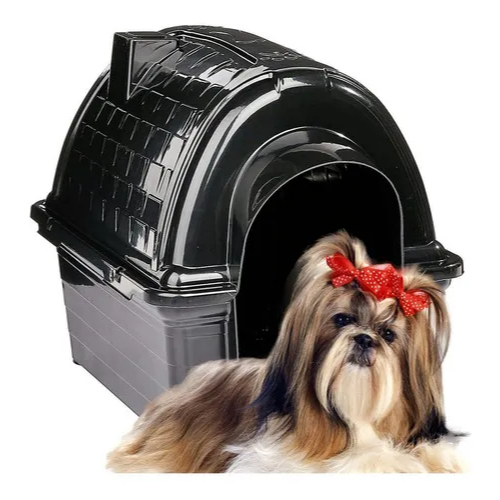 Casa Cachorro Furação Pet Plástico Iglu N2 Preto Casinha Cama Resistente Cão Filhote Desmontável