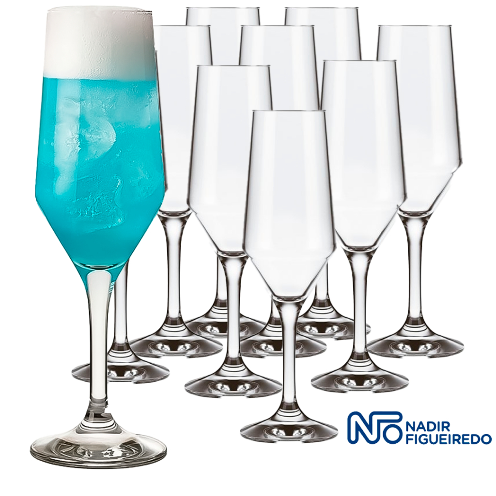 Jogo 12 / 6 Taças De Vidro Brilhante Sm Buffet Champanhe Espumante186ml Evento Degustação Jantar