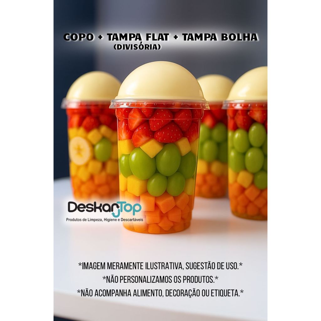 10/20/30 Unidades Kit Copo Bolha + Tampa Flat Divisória 300ml/400ml/500ml para Doces Copo da Felicidade em Oferta na Shopee