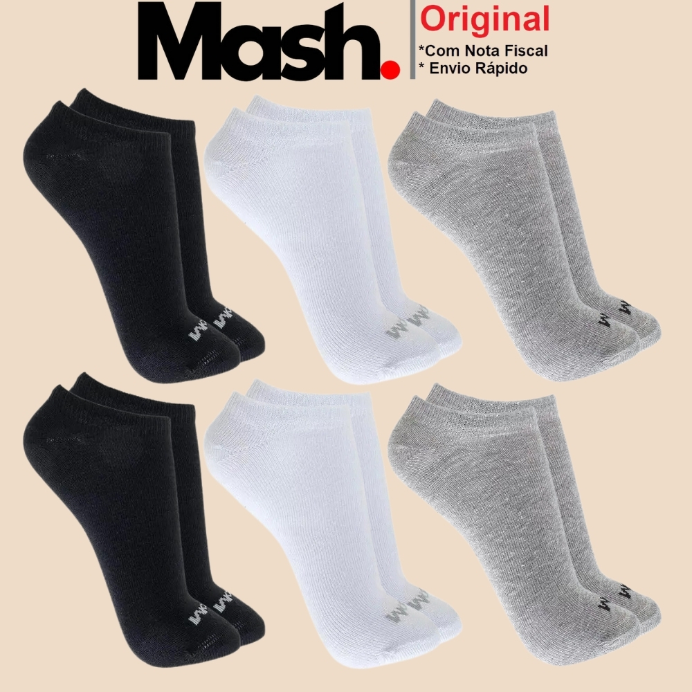 Kit Com 6 Pares de Meias Sport Mash Cano Curto em Algodao Unissex Para Corrida Caminhada em Oferta na Shopee