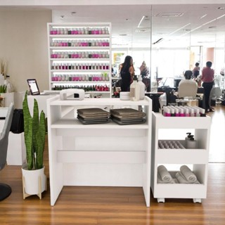 Kit Mesa Manicure Profissional Branco MDP + Carrinho Auxiliar para Salão em Oferta na Shopee