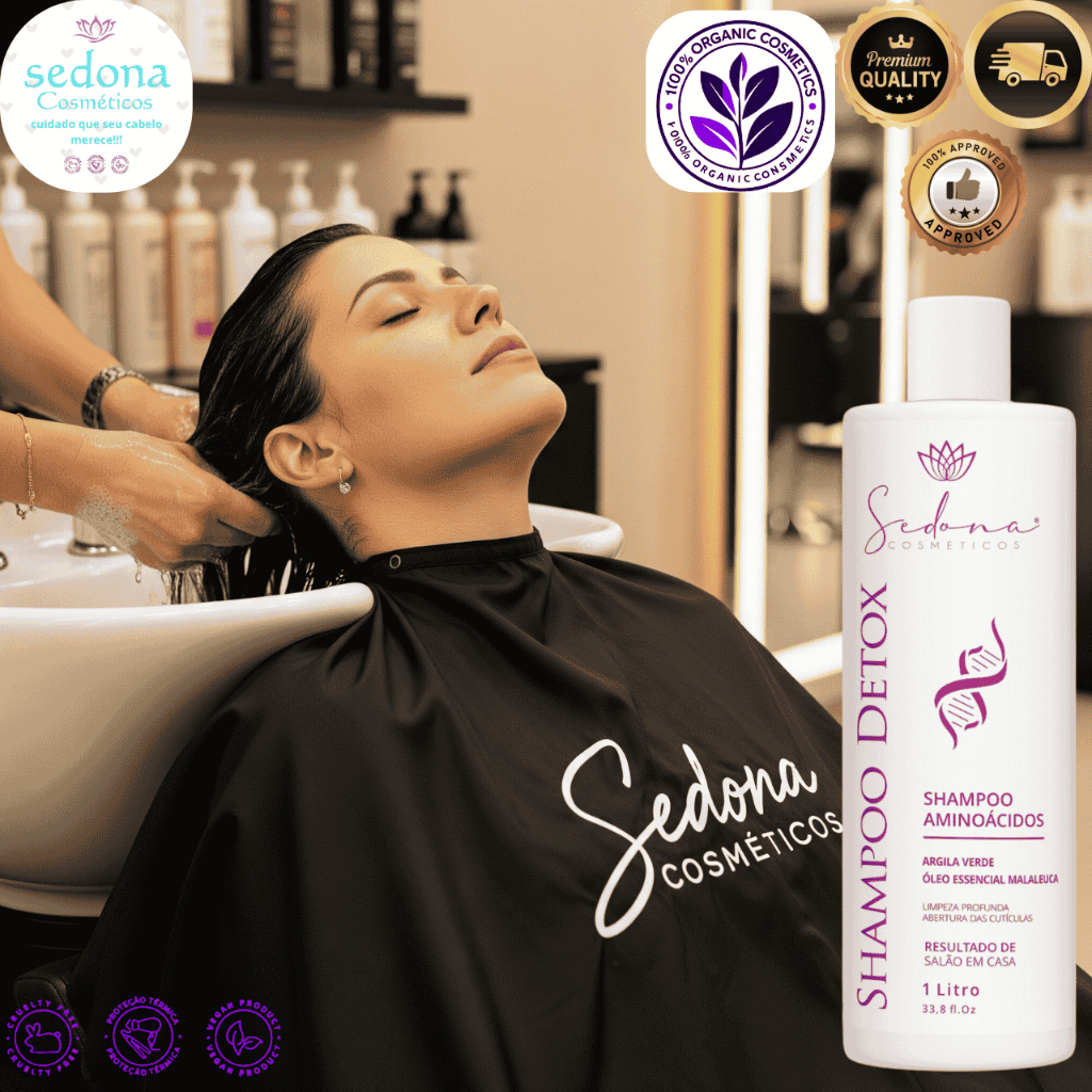 Shampoo Detox Anti-Resíduos 300ml Antioxidante Detox Purificante profissional para seus Cabelos