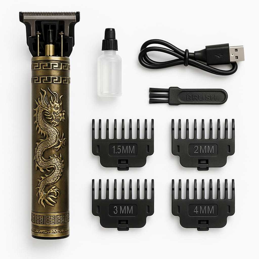 Barbeador Máquina Barata Cortar Cabelo Barbeiro Dragão Profissional Bateria Recarregável