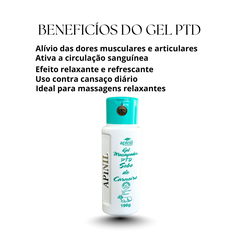Gel Massageador PTD com Sebo de Carneiro Sarador Apinil 200g