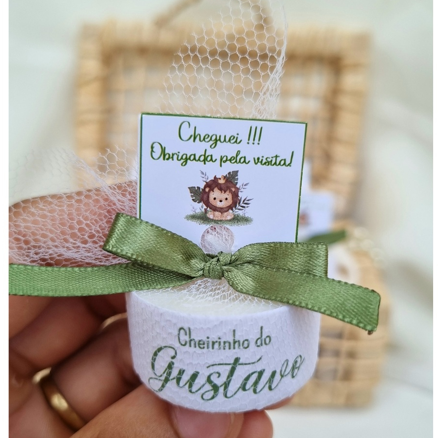 Kit Lembrancinhas Personalizadas Tema Safari Baby  Mini Velas Aromáticas – Maternidade | Chá de Bebê