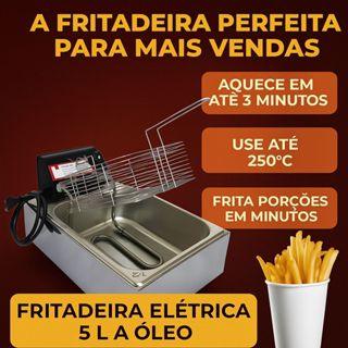 Fritadeira Elétrica 5 Litros 1 Cuba Profissional Aço Inox 110V 220V em Oferta na Shopee