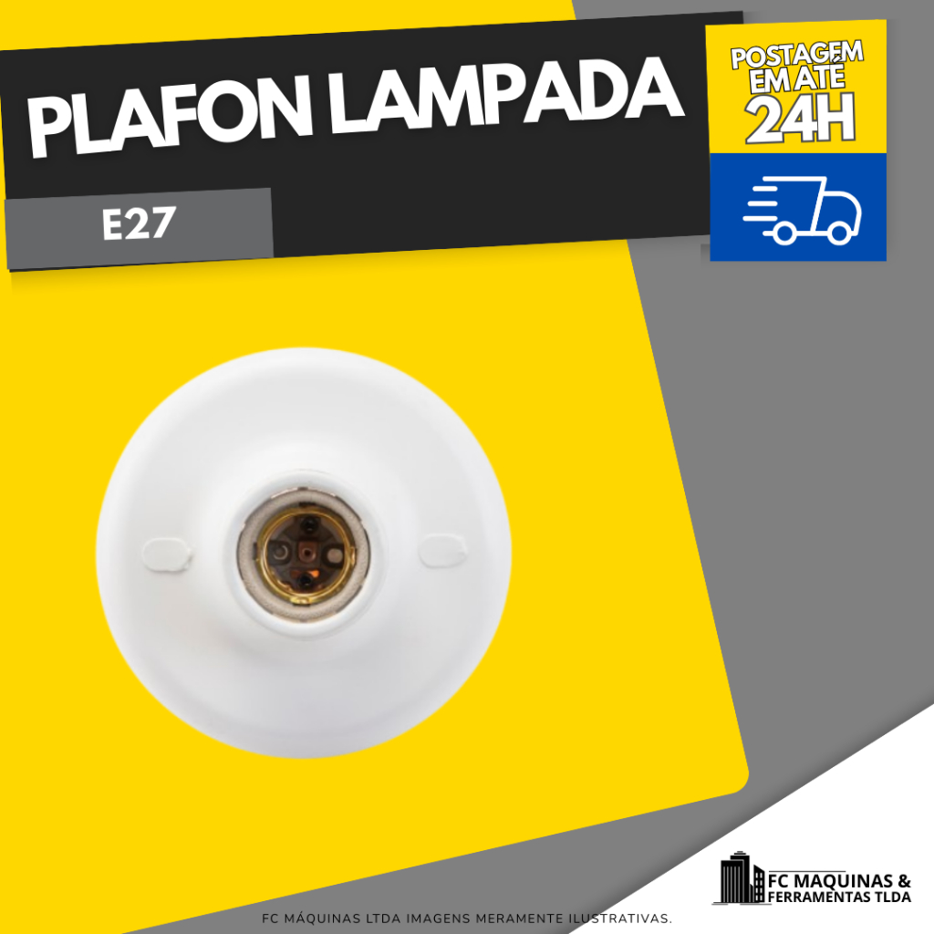 Luminaria Plafon E27 100W Branco Porcelana Suporte Bocal