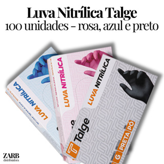Luva Descartável Nitrílica Talge Sem Pó - Azul, Rosa e Preta | Tamanhos P, M e G em Oferta na Shopee