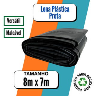 Lona Plástica Preta 8x7 Multiuso Para Piso Pintura Construção 50 Micras em Oferta na Shopee