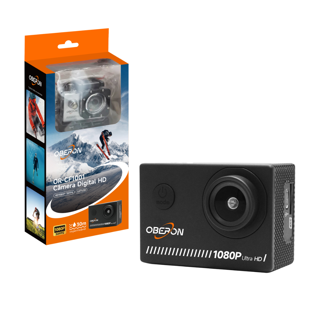 Câmera Filmadora Compacta 1080P Esportiva Impermeável 2 Polegadas C Acessórios