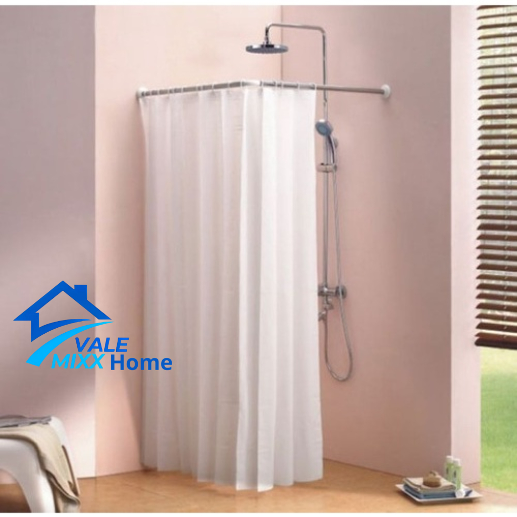 Varão Provador arco L 100x100 para Cortina Banheiro Box Tubo Curvo De Aço Em L - 1 Metro