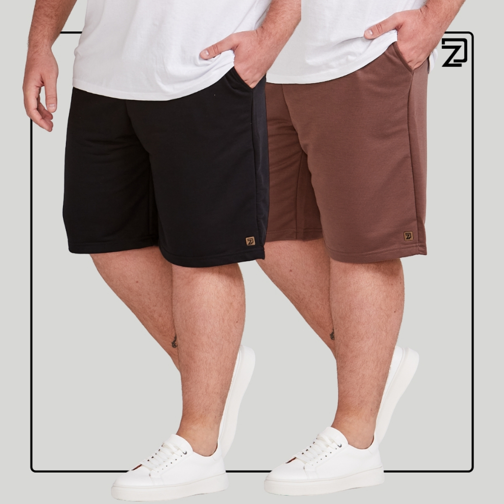 kit 2 Bermuda Shorts Moletinho Masculino Plus Size em Oferta na Shopee