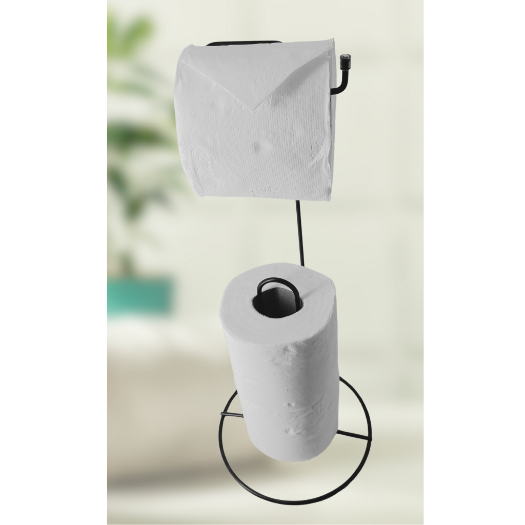 P. Papel Higiênico de Chão Preto Suporte para Papel Higiênico de Chão Preto