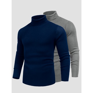 Kit 2 Blusa Cacharrel Sueter Masculina Canelada Gola Alta em Oferta na Shopee