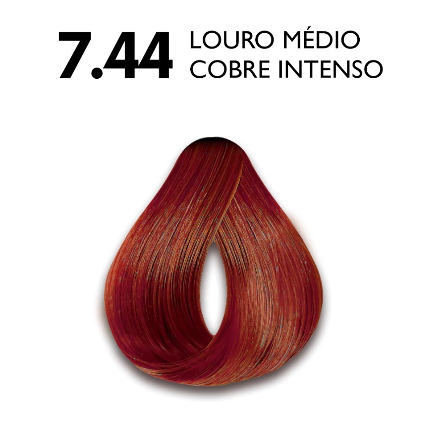 Coloração Profissional 7.44 Louro Médio Cobre Intenso Exllusiv Color Haskell