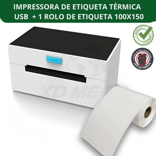 Impressora De Etiqueta Térmica USB e BT tipo Zebra Elgin  + 1 Rolo De Etiqueta 100x150