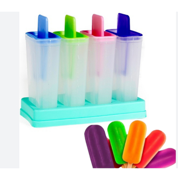 Forma Para Sorvete Picolé 4 Unidades Coloridas Forma de Plástico Com Palito