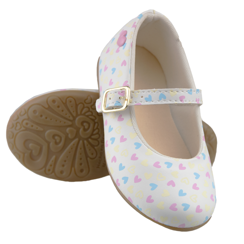 Sapatilha Infantil Menina Delicada Detalhe Corações Coloridos Fechamento Ajustável Confortável em Oferta na Shopee