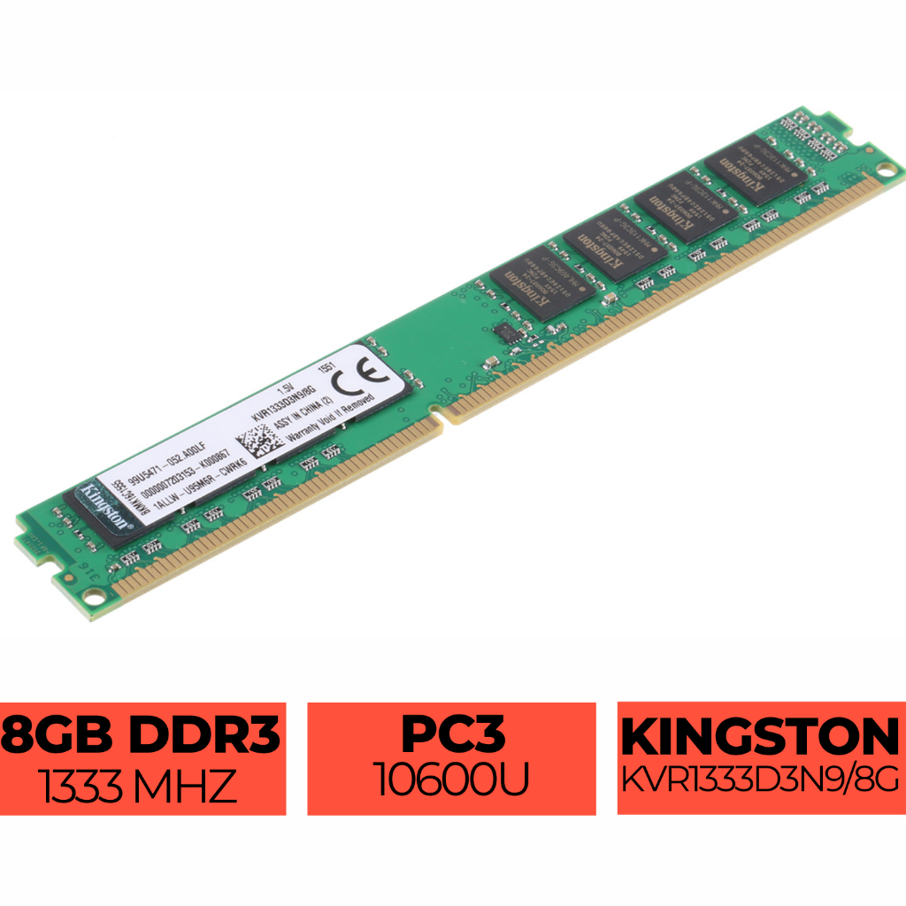 Memória KINGSTON 8GB DDR3 1333Mhz para PC Computador desktop Pc Gamer KVR1333D3N9/8G em Oferta na Shopee