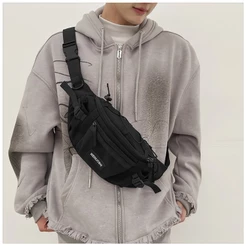 Bolsa transversal de grande capacidade, bolsa de peito estilo esportivo multifuncional e estilosa 40cm