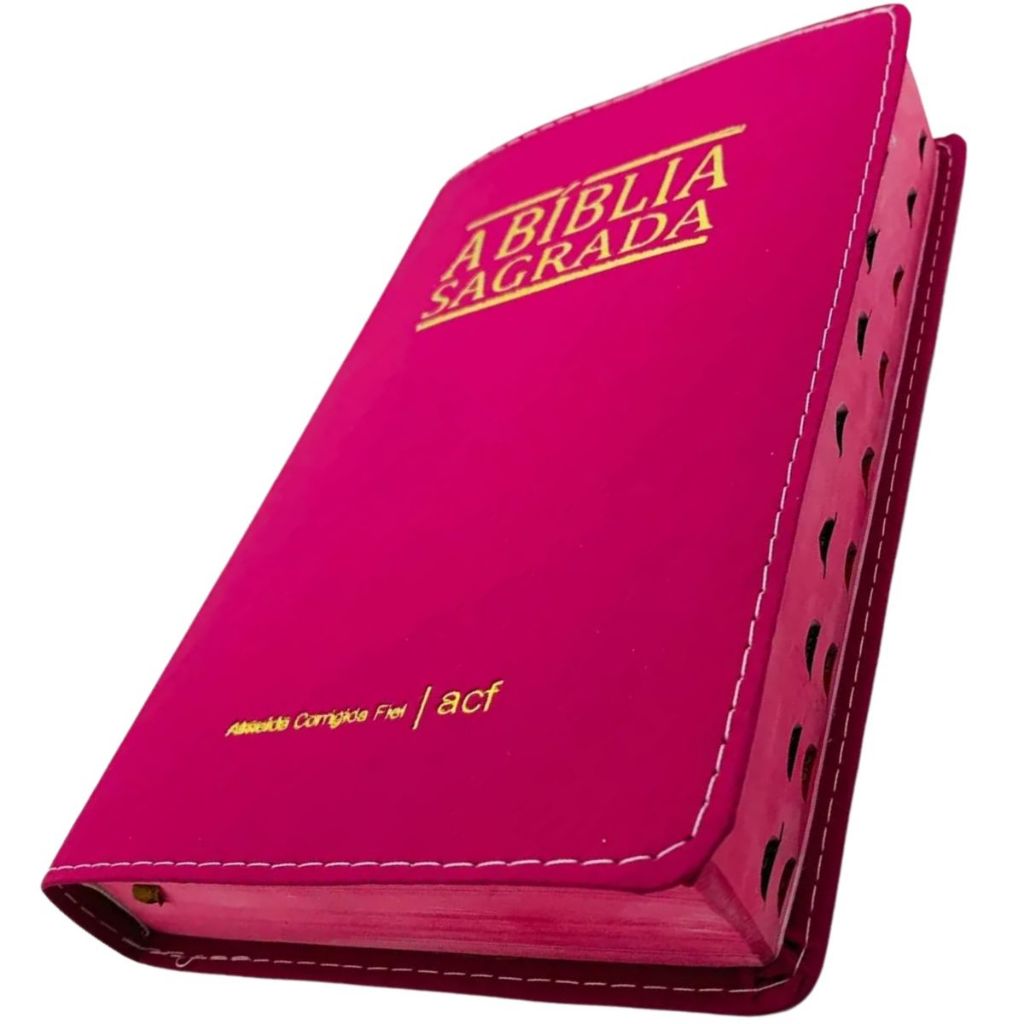 Bíblia Sagrada Acf Almeida Corrigida Fiel Capa Luxo C/índice Letra Gigante E Capa Plástica Pink