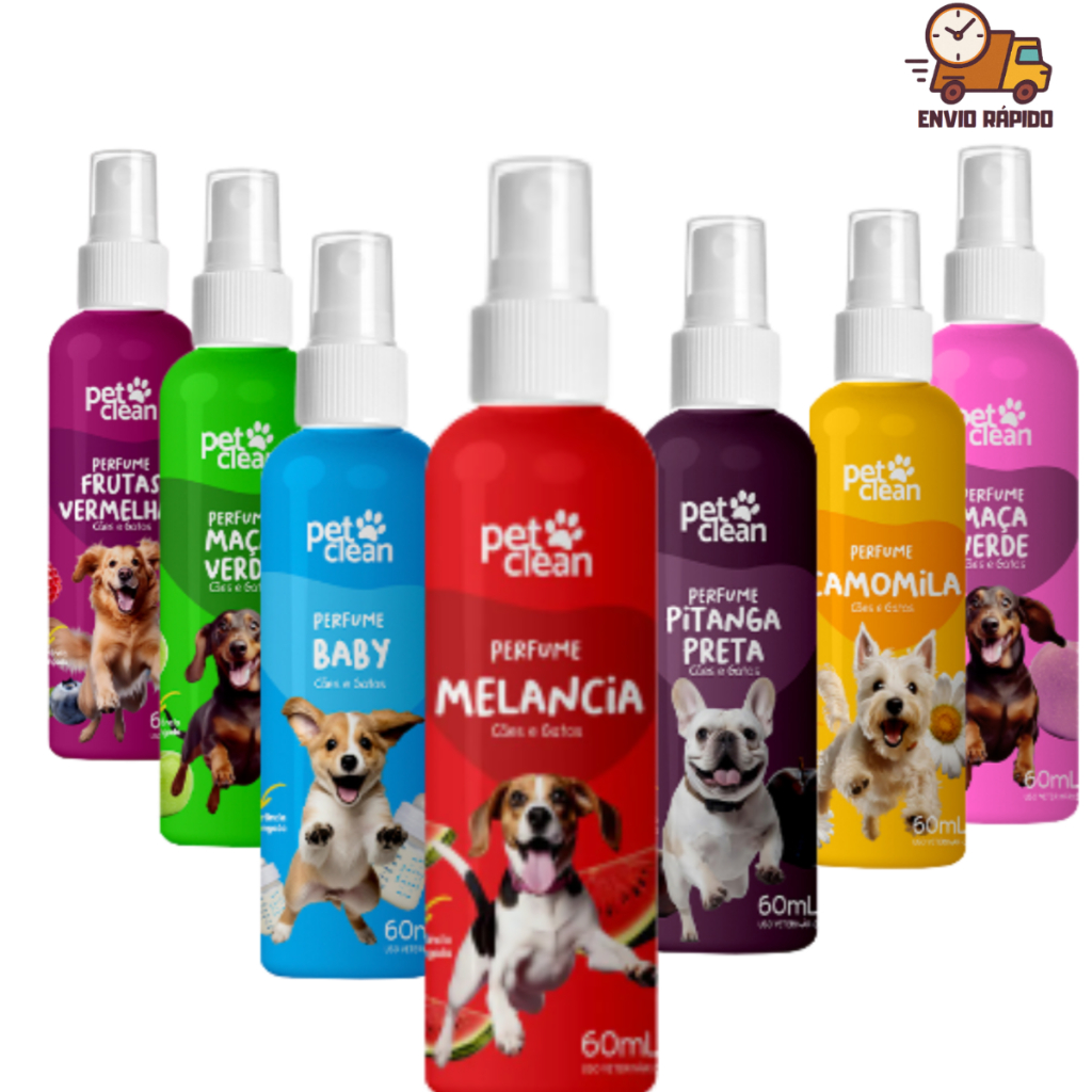 Pet Clean Perfumes 60ml cada Fragrâncias Diferentes para Cães e Gatos em Oferta na Shopee