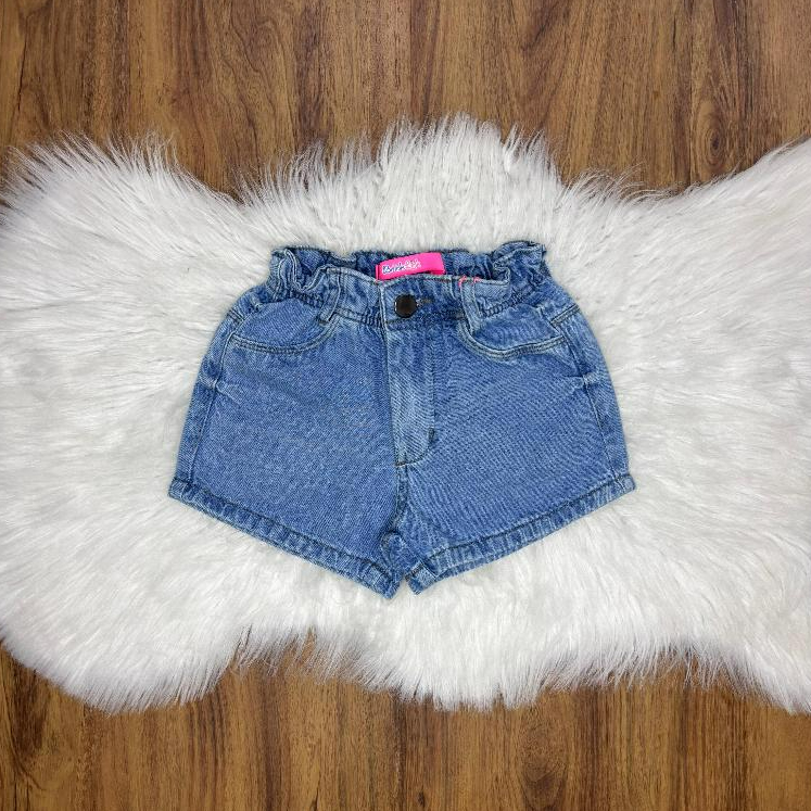 Short Jeans Infantil  Feminino 4 ao 16 Com Elástico Moda Primavera/Verão 100% Algodão Color