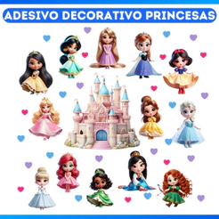 Adesivo De Parede Decorativo Infantil Princesas - Decoração Quarto de Menina