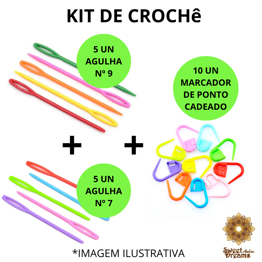 AGULHA DE PLÁSTICO + MARCADOR DE PONTO CADEADO KIT