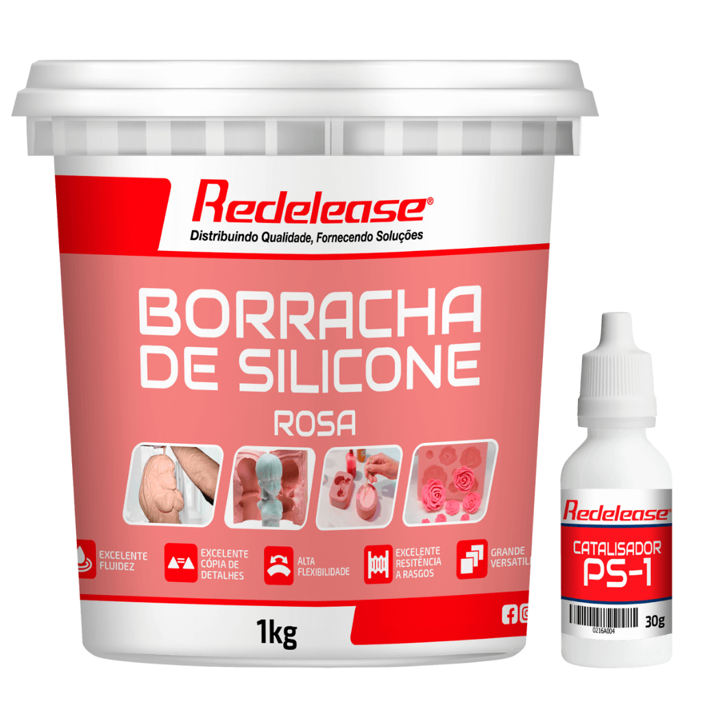 Borracha De Silicone Rosa Média Flexibilidade para Moldes Com Catalisador (1,030 Kg)
