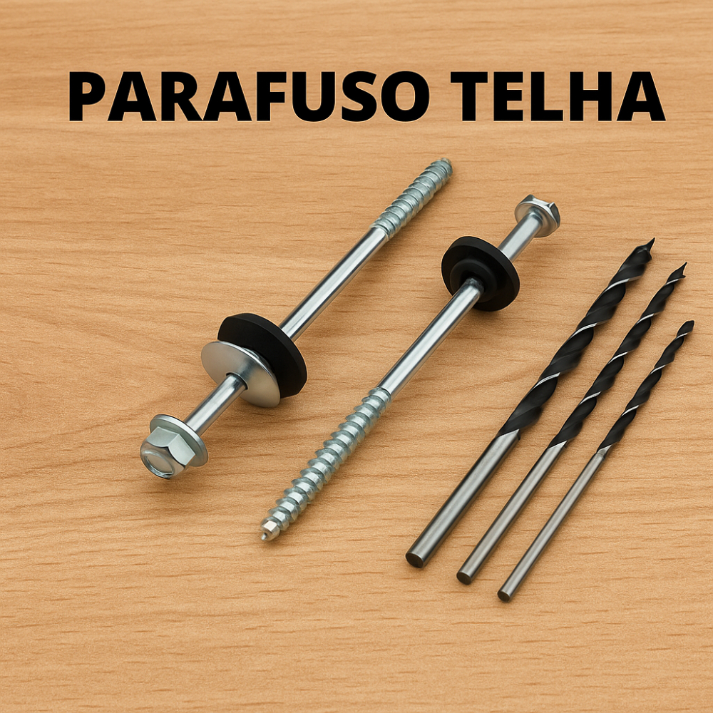 Kit 100 Parafusos 5/16x110mm Telha 3 Brocas Mourão Madeira 1/4" Melfi Casa Construção