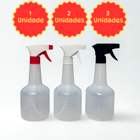 Kit Borrifador 500ml com Válvula 3 posições - Pulverizador Regulável em Spray ou Jato | 1 a 5 Unidades em Oferta na Shopee