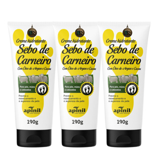 Kit com 3 Creme Hidratante Sebo de Carneiro Apinil com Oleo de Argan e Cacau em Oferta na Shopee