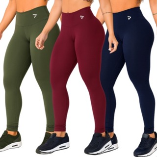 Kit 03 Calças Legging Poliéster  Básica Mali em Oferta na Shopee
