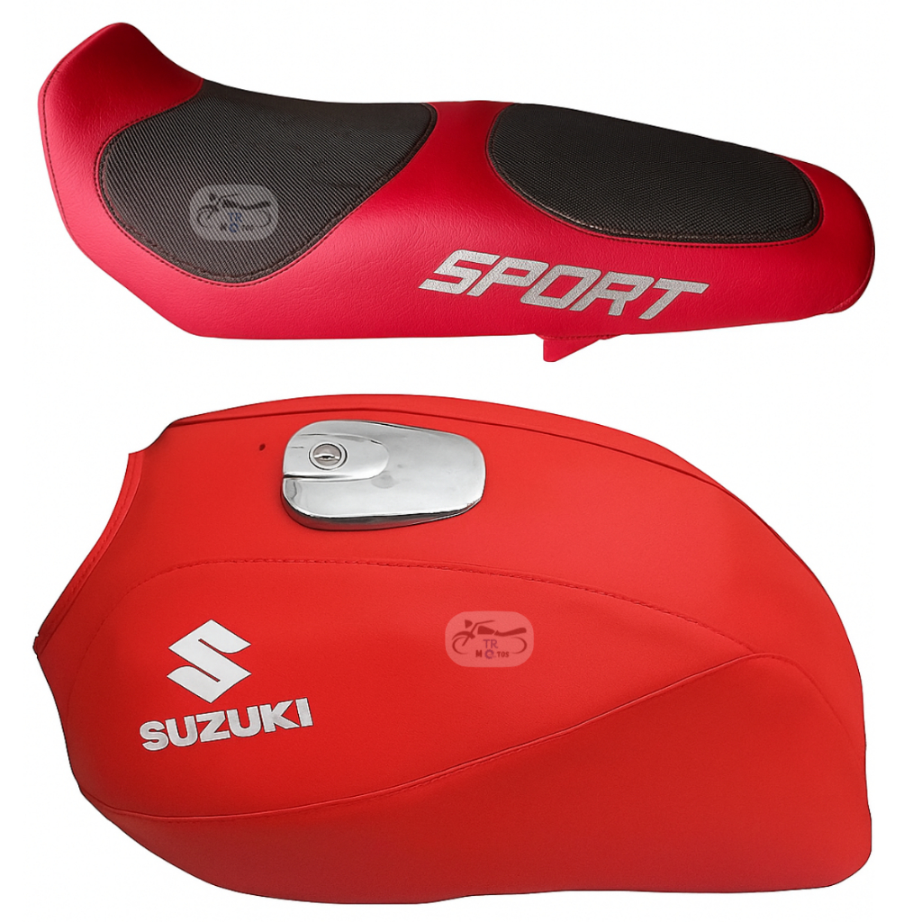 Capa Tanque Vermelha + Capa Banco Esportiva Suzuki Yes Preta/Vermelha Todos Os Anos