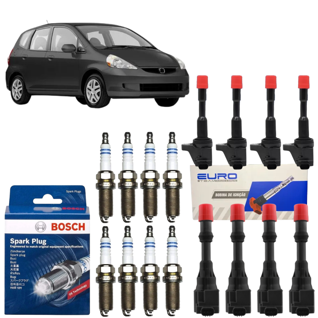 Bobina Dianteira e Traseira + Vela de Ignição Para Honda Fit 1.4 8v 2004 2005 2006 2007 2008 em Oferta na Shopee