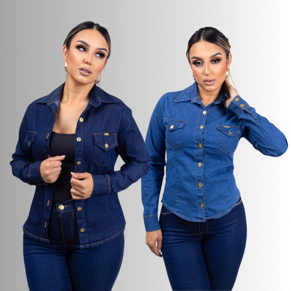 Camisa jeans feminina, camisa de manga longa, cardigans linda blusa de manga longa feminina