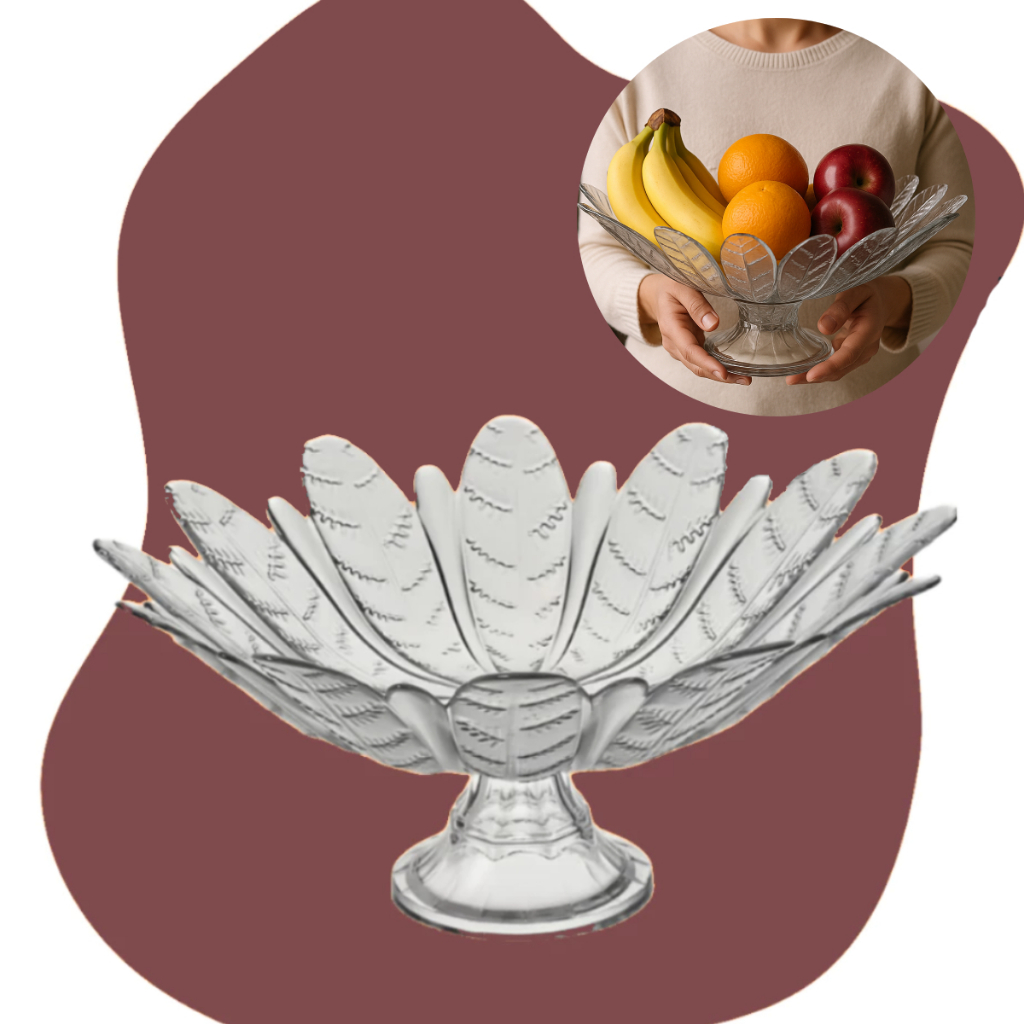 Fruteira Centro De Mesa Vidro Com Pé Multiuso Luxo Frutas Presente em Oferta na Shopee