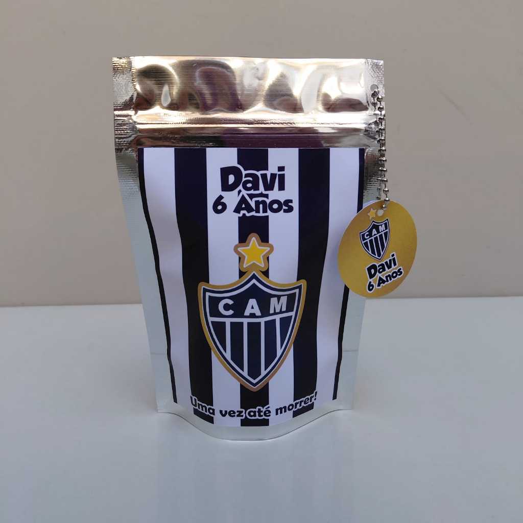 Saquinhos Personalizados Metalizado ZipLock - Lembrancinha Personalizada -  Galo - Atlético Mineiro - Saquinho Surpresa
