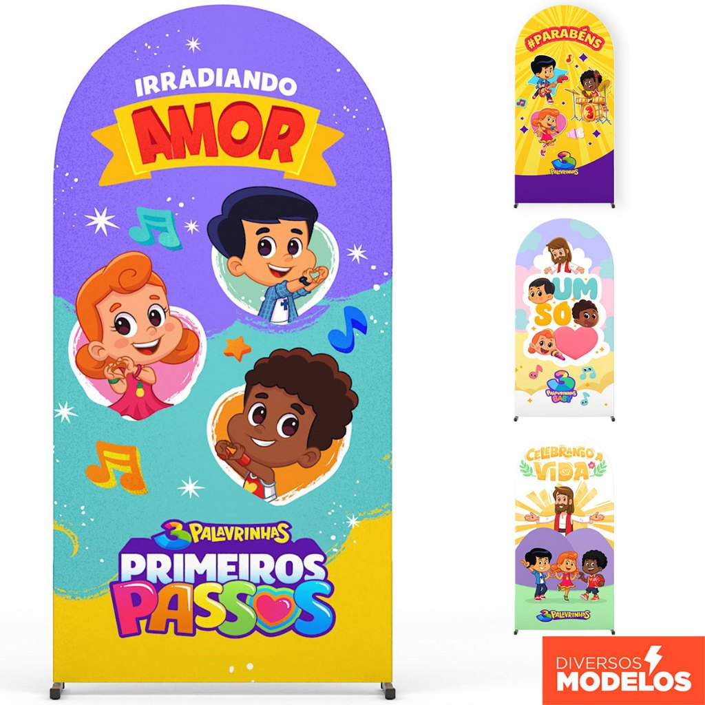 Capa Painel Romano Decoração 3 Palavrinhas Aniversário 2x1m Sublimado C/Elástico - Licenciado em Oferta na Shopee