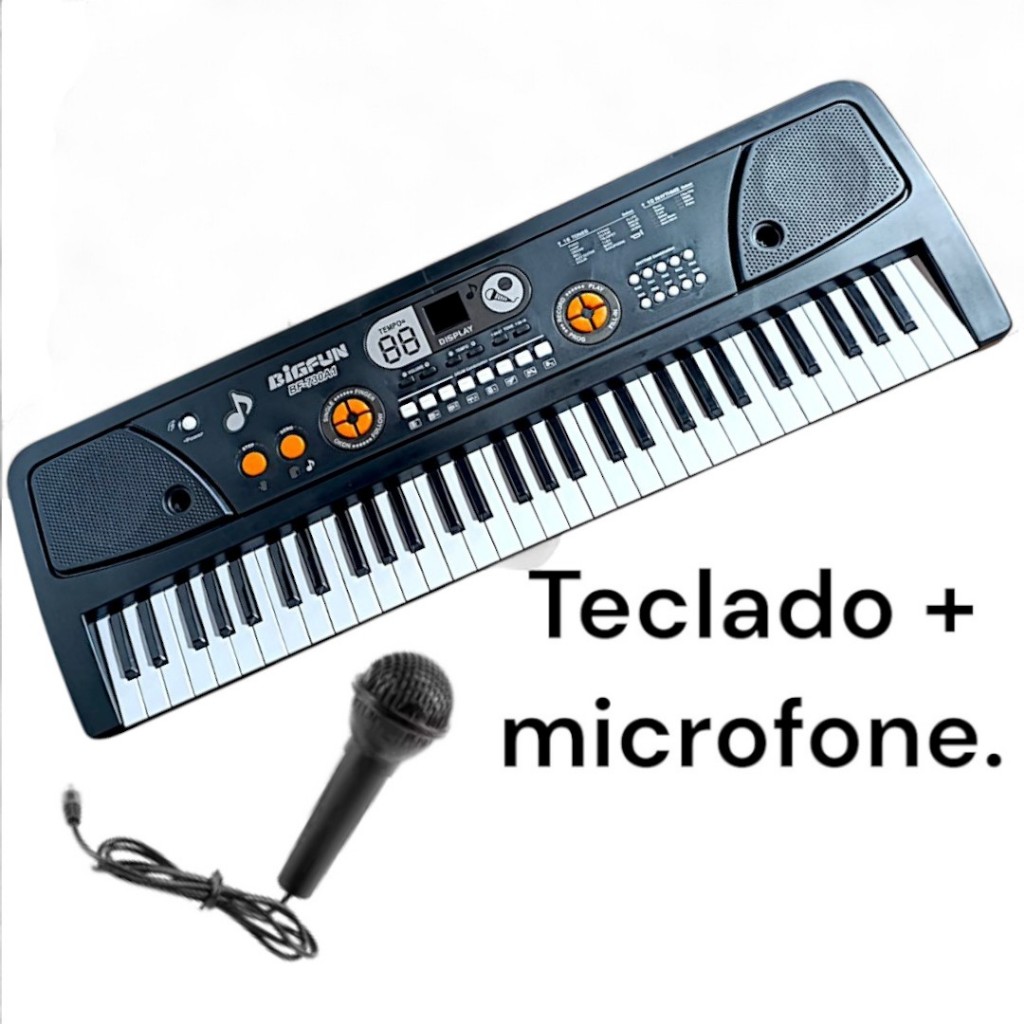 Teclado Musical Eletrônico Piano 61 Teclas USB + Microfone