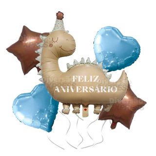 Kit 5un Bexiga Aniversário Kit Decoração Festa Balão Metalizado de Dinossauro Temático em Oferta na Shopee