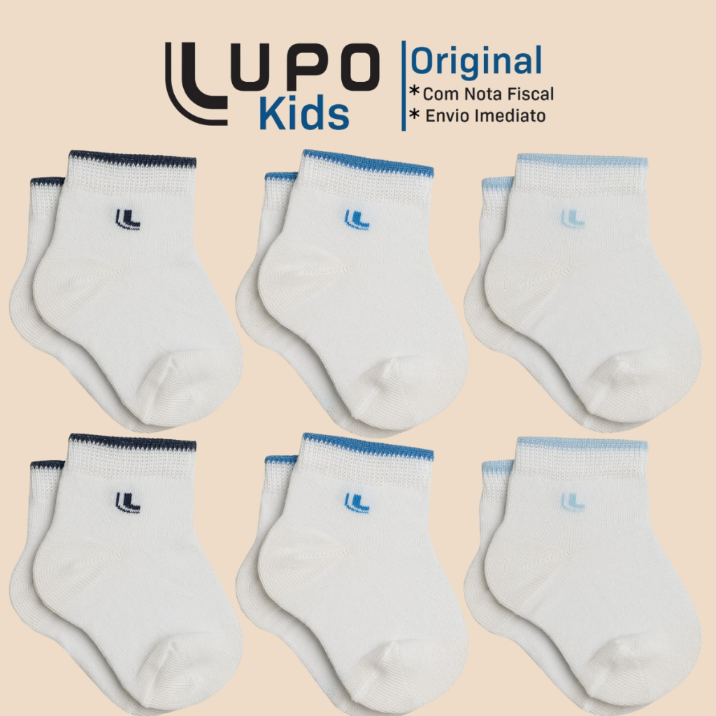 Pacote com 6 Pares Cano Curto Lupo Bebe Crianca Pacote Com Meias Infantil em Algodao em Oferta na Shopee