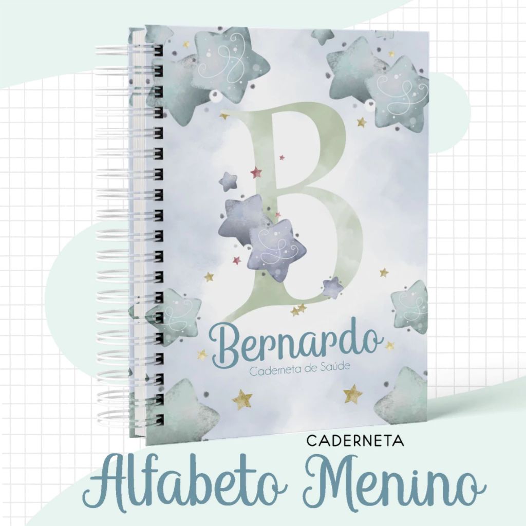 Caderneta de Saúde/Vacina Personalizada Menino - Alfabeto Menino Estelar em Oferta na Shopee