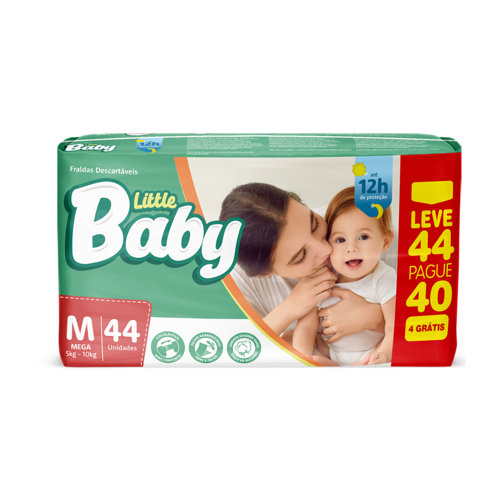 Fralda Little Baby Mega M Leve 44 Pague 40 Unidades em Oferta na Shopee