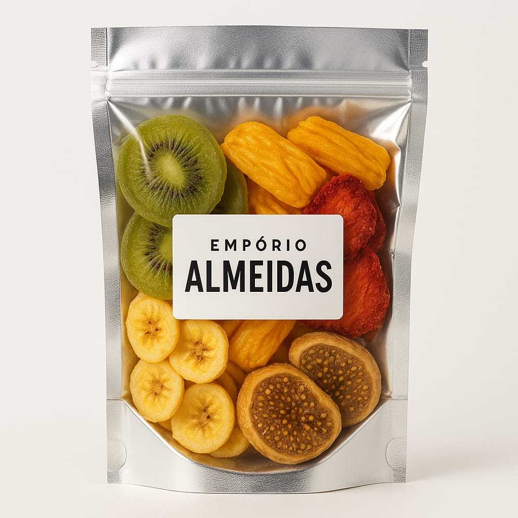 MIX DE FRUTAS DESIDRATADAS CHIPS.250 gramas Mamão, kiwi, banana, manga, maça, jaca, morango,