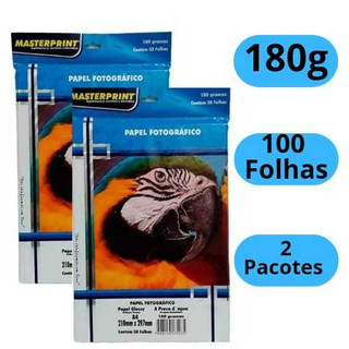 Papel Fotográfico 180g Glossy A4 Brilhante à Prova D'água MASTERPRINT