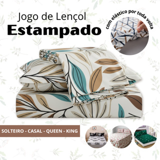 Lençol Cama Box Estampado C/ Elástico – Monte Seu Kit | Avulso, 2, 3 e 4 Peças – Solteiro a King em Oferta na Shopee